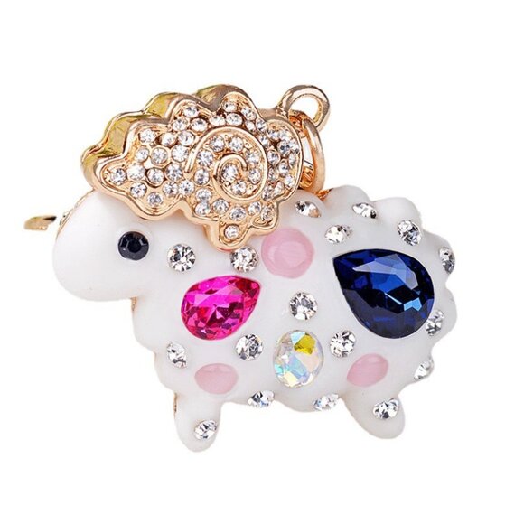 Little Sheep Keychain Rhinestone Sheep Bag Charm Sheep Charm - Picture 6 of 8